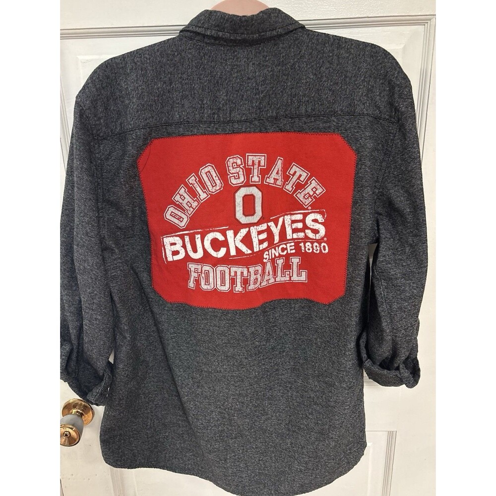 Ohio State Buckeyes OSU Upcycled Flannel Shirt Football Long Sleeve Men’s Size M